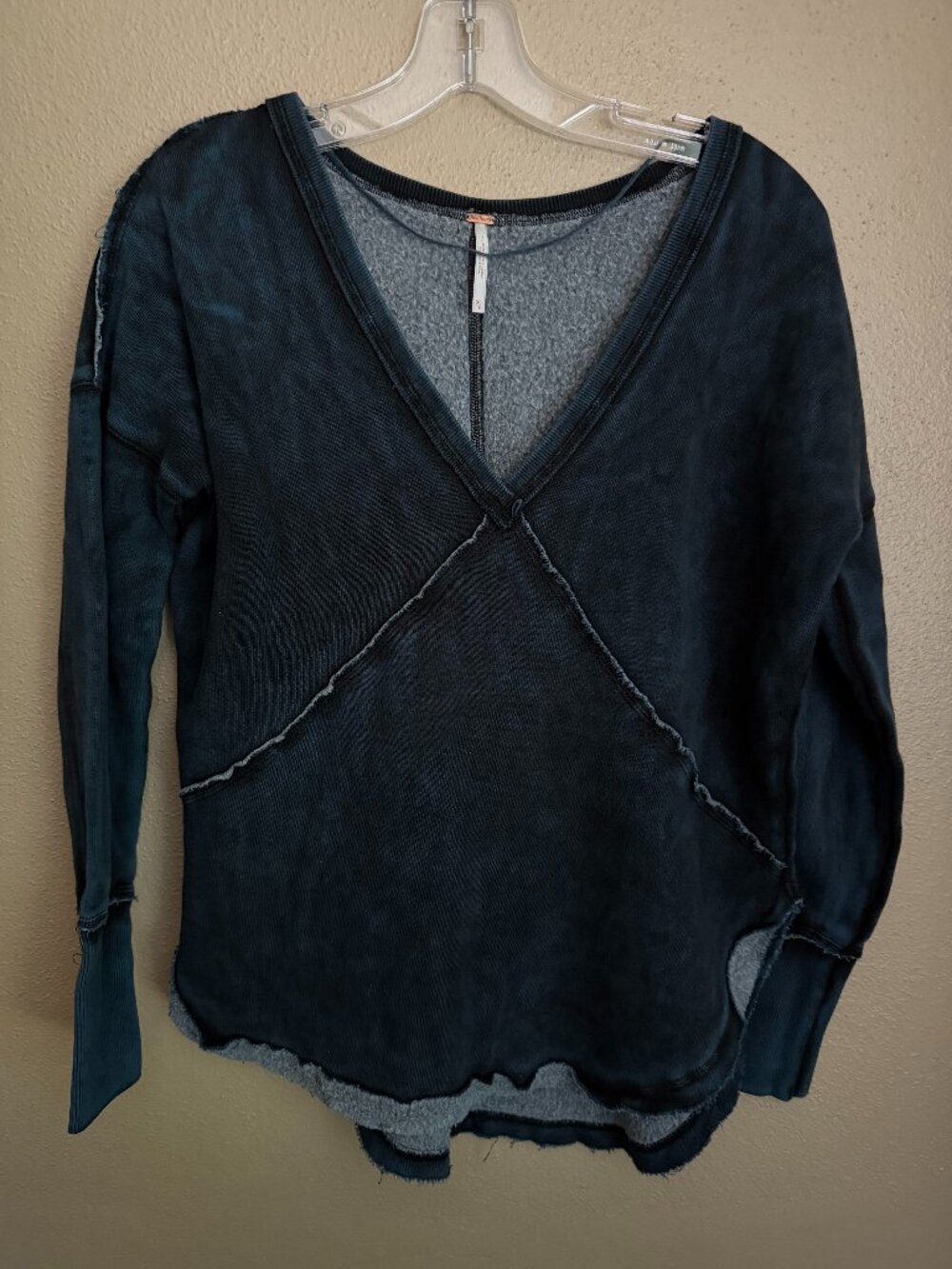 XS Free People Acid Washed Sweatshirt, Purposely Distressed edges